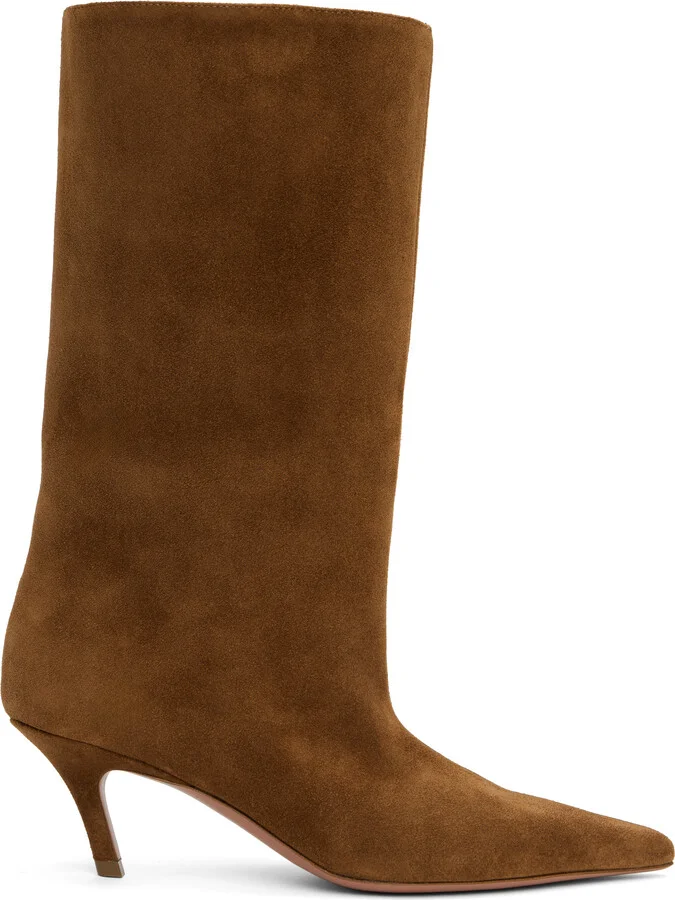 Amina Muaddi Brown Fiona 60 Boots