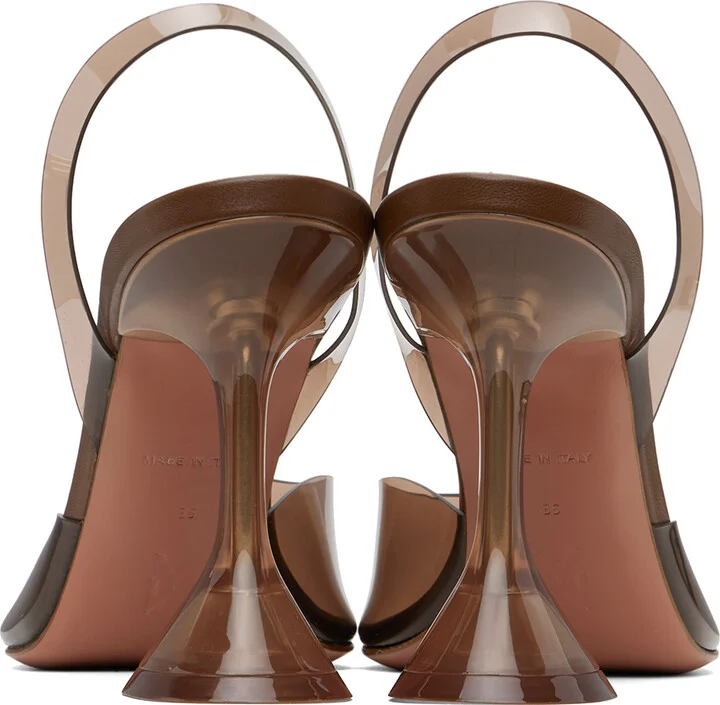 Amina Muaddi Brown Holli Glass Sling Heels - Image 2