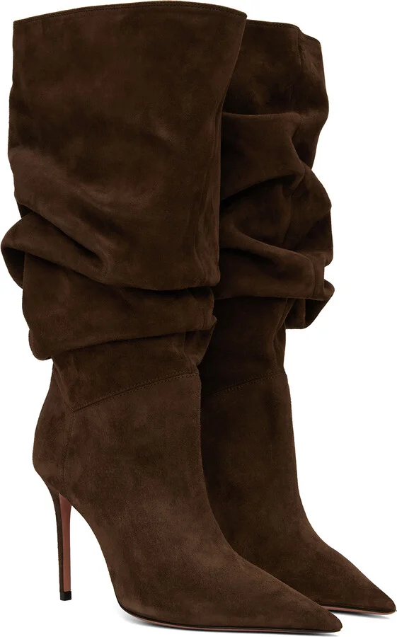 Amina Muaddi Brown Jahleel Boots - Image 4