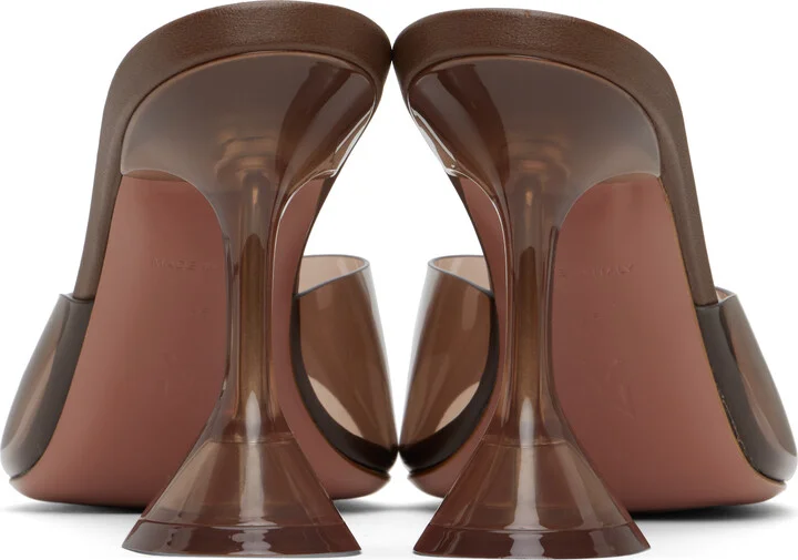 Amina Muaddi Brown Lupita Glass Slipper Heeled Sandals - Image 2