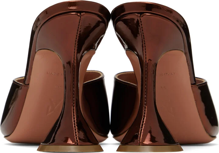Amina Muaddi Brown Lupita Slipper Heeled Sandals - Image 2