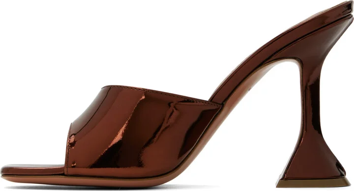 Amina Muaddi Brown Lupita Slipper Heeled Sandals - Image 3