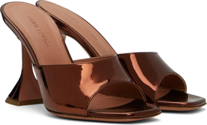 Amina Muaddi Brown Lupita Slipper Heeled Sandals - Image 4