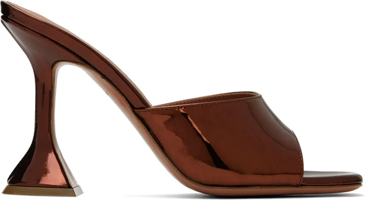 Amina Muaddi Brown Lupita Slipper Heeled Sandals