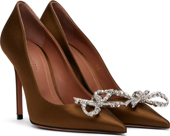 Amina Muaddi Brown Rosie Pumps - Image 4