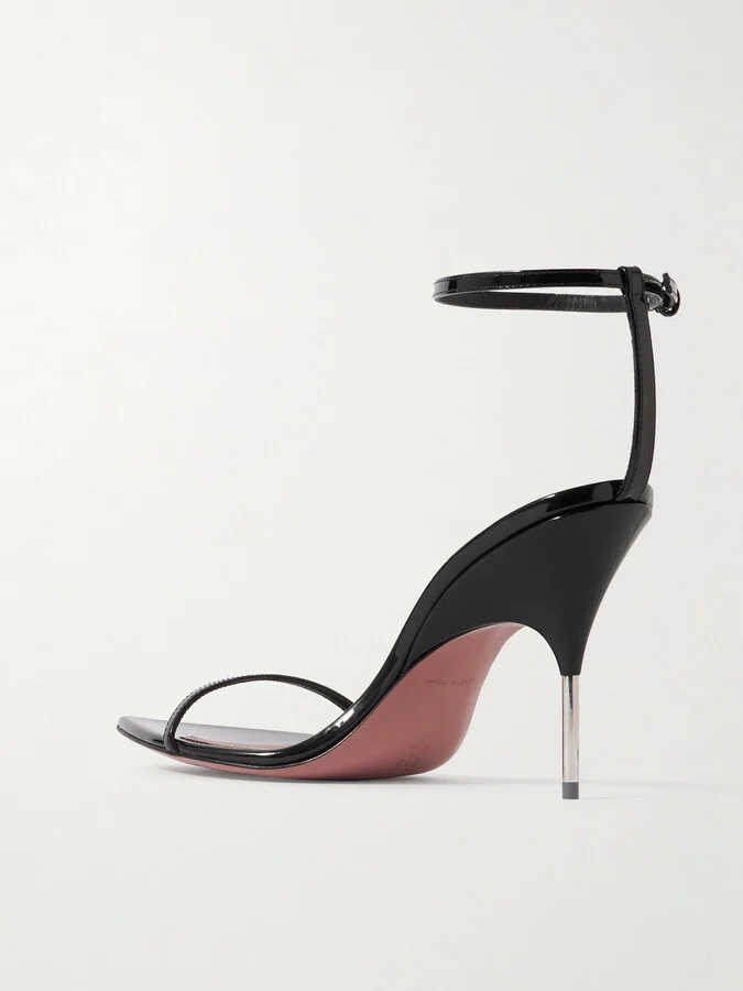 Amina Muaddi - Bruna 95 Patent-leather Sandals - Black - Image 3