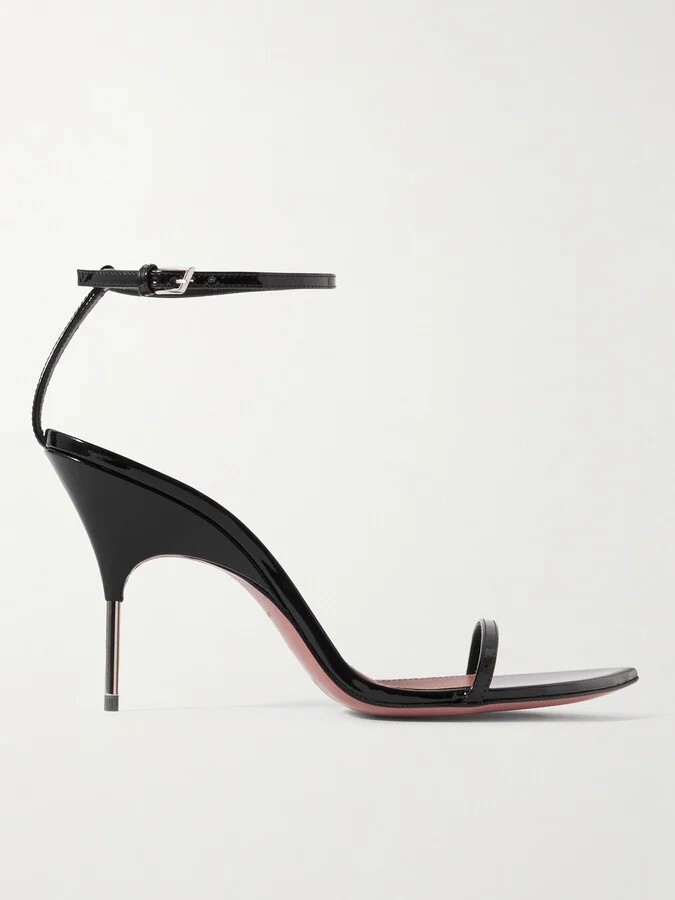 Amina Muaddi - Bruna 95 Patent-leather Sandals - Black