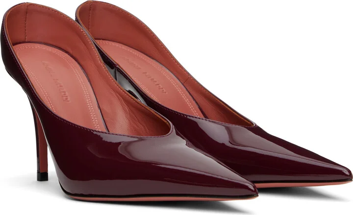 Amina Muaddi Burgundy Anok Heels - Image 4