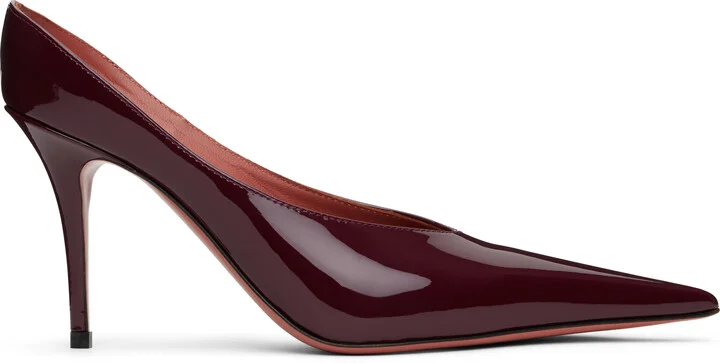 Amina Muaddi Burgundy Anok Heels