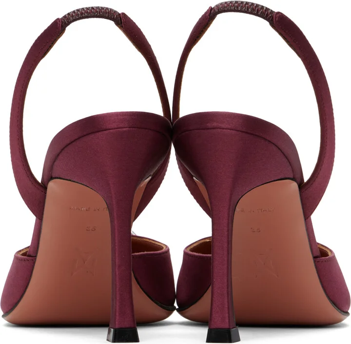 Amina Muaddi Burgundy Camelia Sling 90 Heels - Image 2