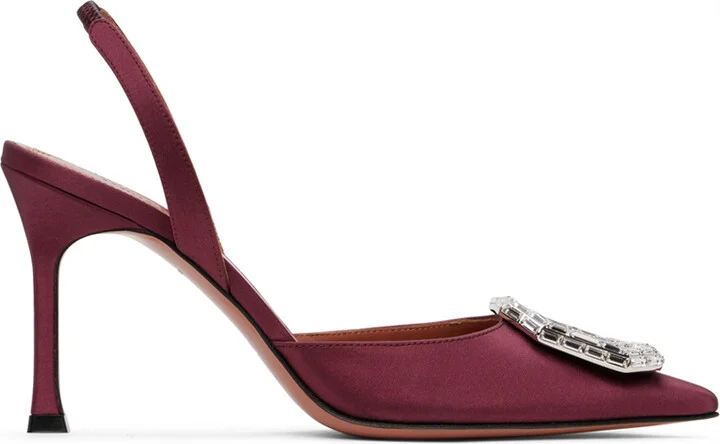 Amina Muaddi Burgundy Camelia Sling 90 Heels