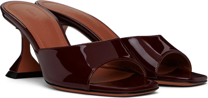 Amina Muaddi Burgundy Lupita Slipper 70 Heeled Sandals - Image 4