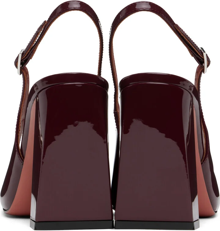Amina Muaddi Burgundy Sling 95 Heels - Image 2