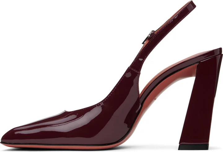 Amina Muaddi Burgundy Sling 95 Heels - Image 3