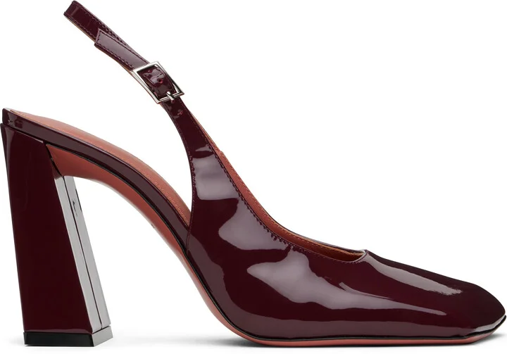 Amina Muaddi Burgundy Sling 95 Heels