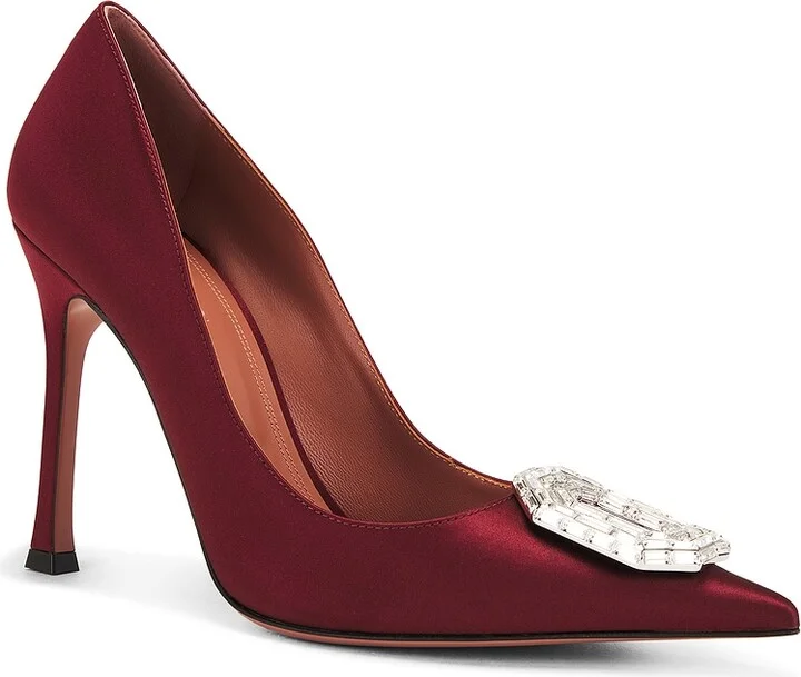 AMINA MUADDI Camelia 105 Satin Pump in Wine - Image 2