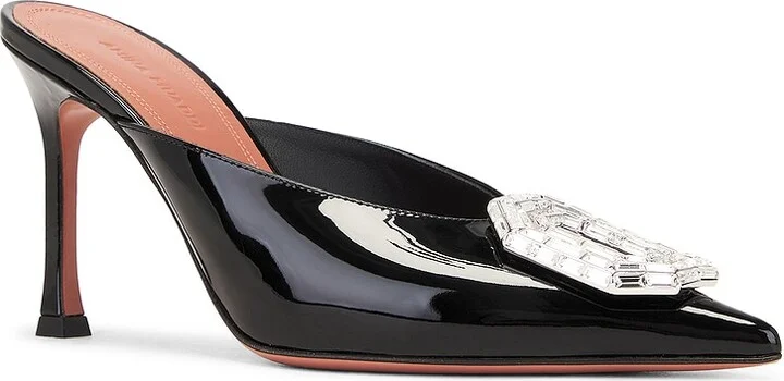 AMINA MUADDI Camelia 90 Patent Mule in Black - Image 2