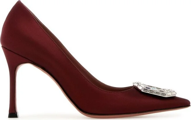 Amina Muaddi Camelia Embellished Pointed Toe Pumps