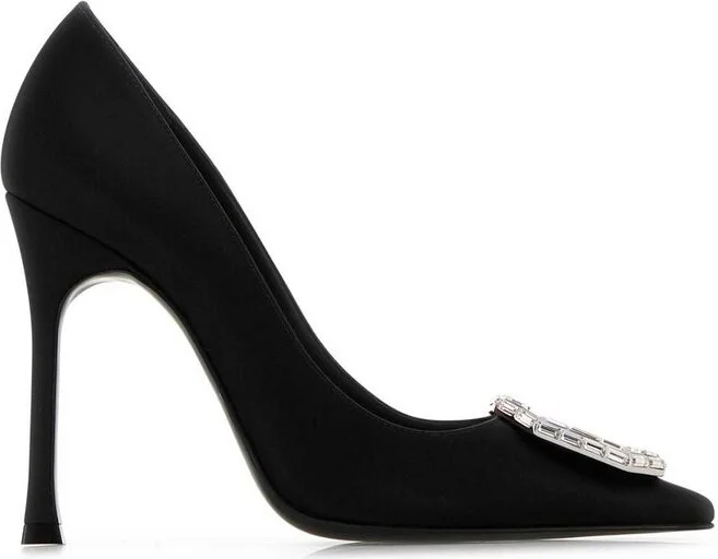 Amina Muaddi Camelia Embellished Pointed Toe Pumps