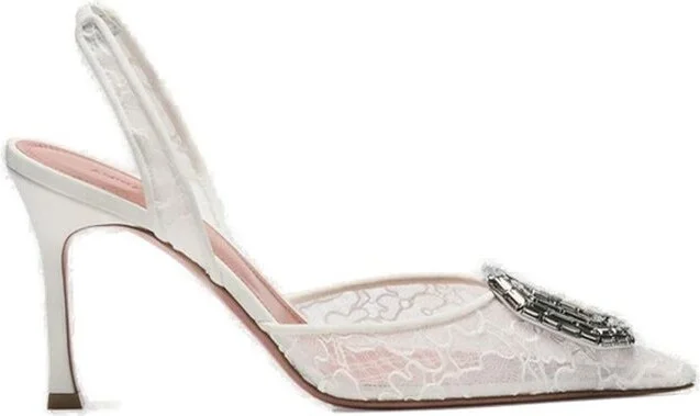Amina Muaddi Camelia Lace Slingback Pumps