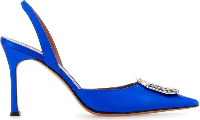 Amina Muaddi Camelia Slingback Satin Pumps