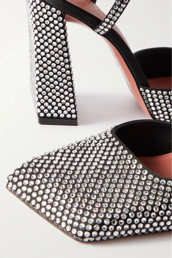 Amina Muaddi - Charlotte Crystal-embellished Satin Pumps - Multi - Image 4