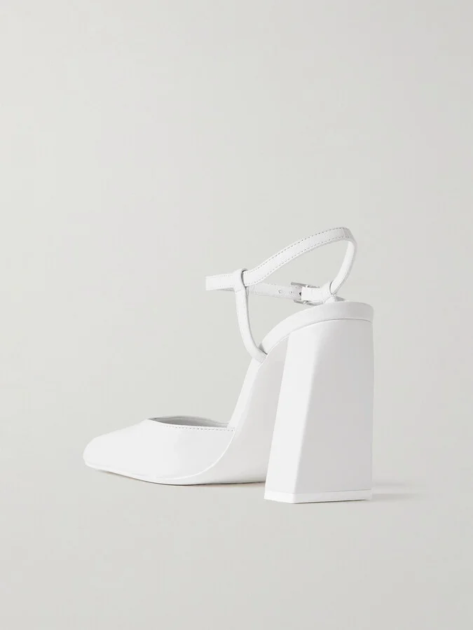 Amina Muaddi - Charlotte Leather Pumps - White - Image 3