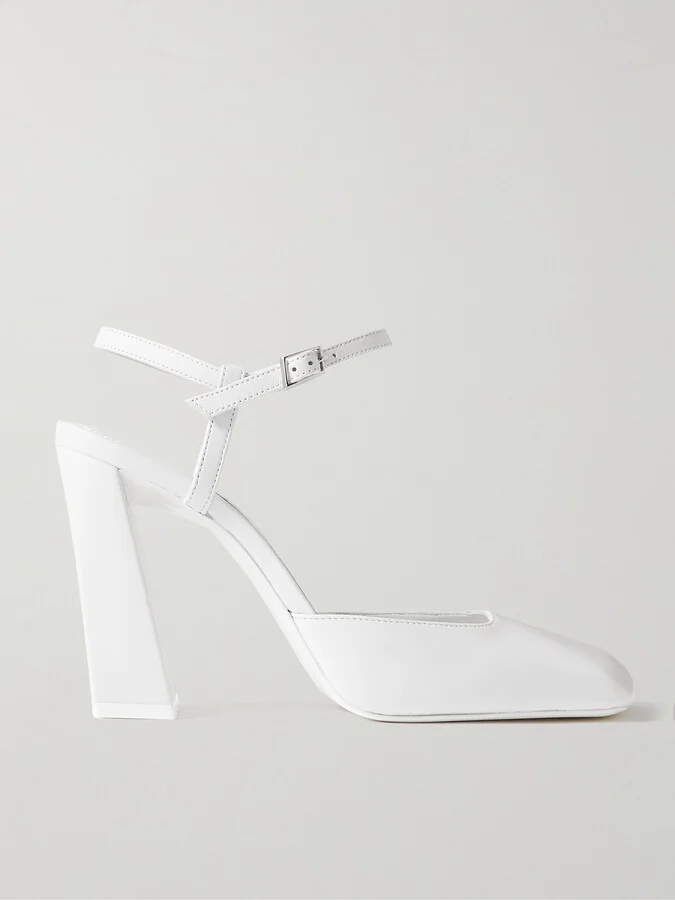 Amina Muaddi - Charlotte Leather Pumps - White