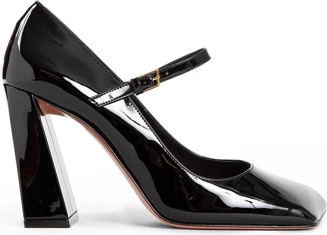 Amina Muaddi Charlotte Mary Jane Square Toe Pumps