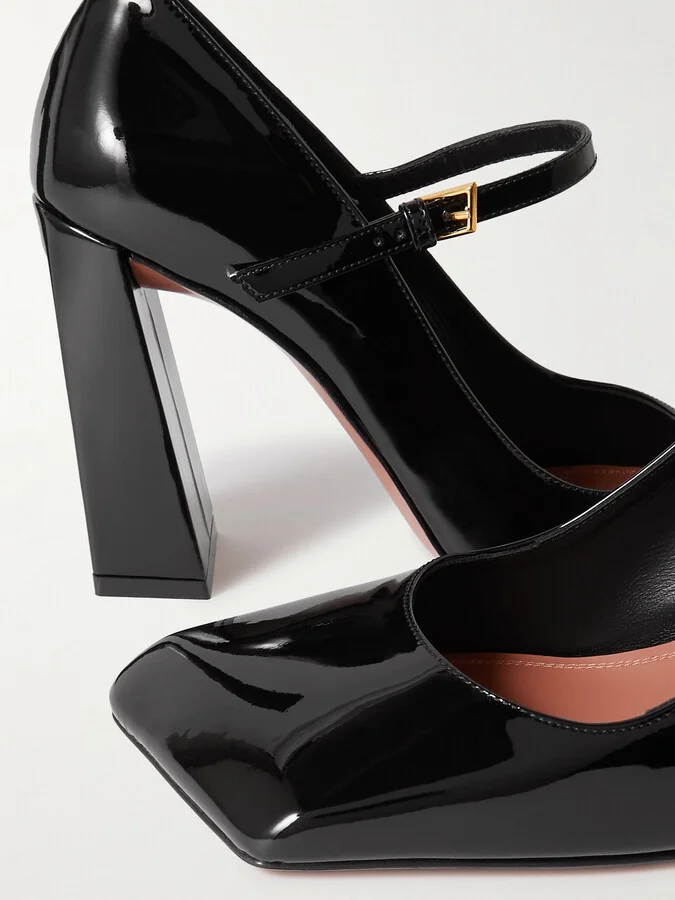 Amina Muaddi - Charlotte Patent-leather Mary Jane Pumps - Black - Image 4