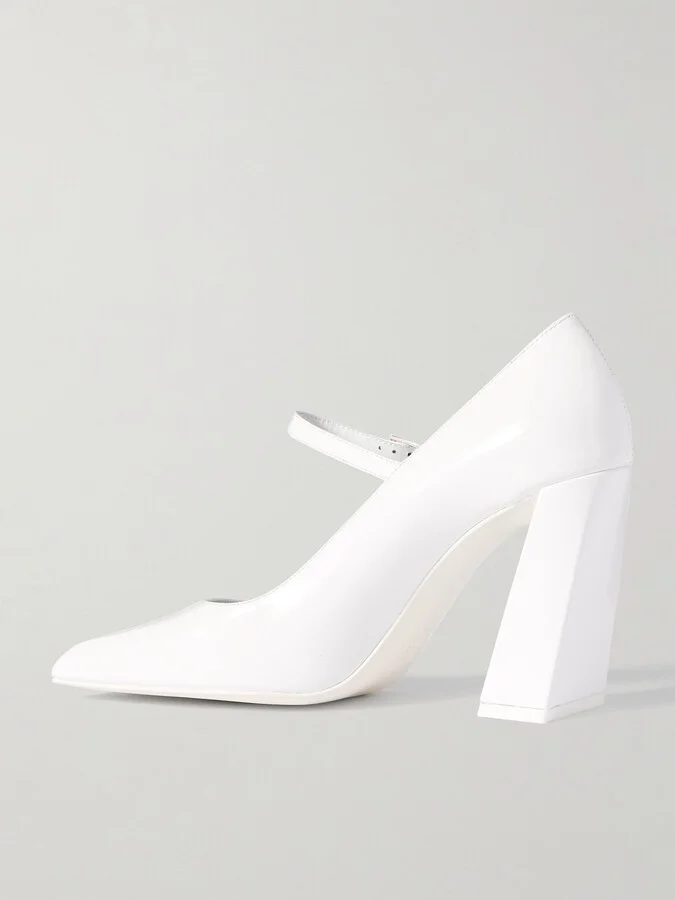 Amina Muaddi - Charlotte Patent-leather Mary Jane Pumps - White - Image 3
