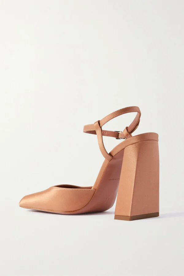 Amina Muaddi - Charlotte Satin Pumps - Brown - Image 3
