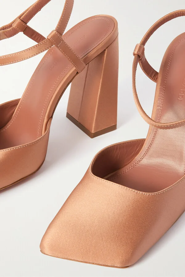 Amina Muaddi - Charlotte Satin Pumps - Brown - Image 4