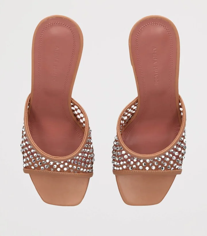 Amina Muaddi Crystal-Mesh Lupita Mules 95 - Image 4