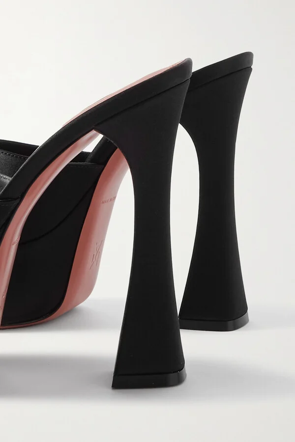 Amina Muaddi - Dalida Satin Platform Mules - Black - Image 4