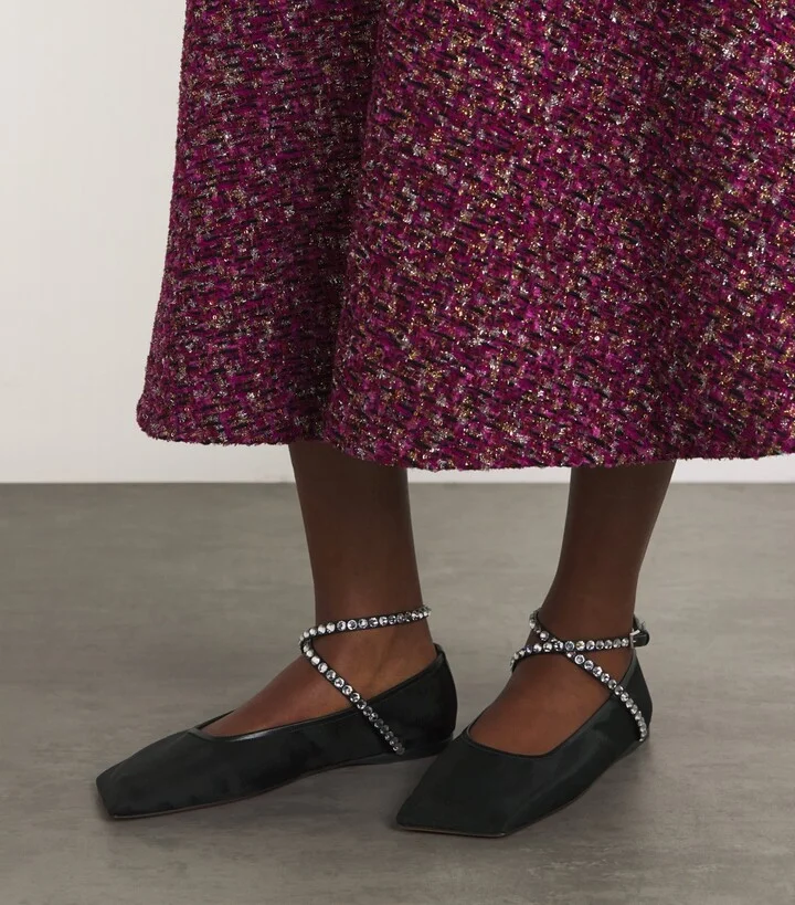 Amina Muaddi Embellished Ane Ballet Flats - Image 2
