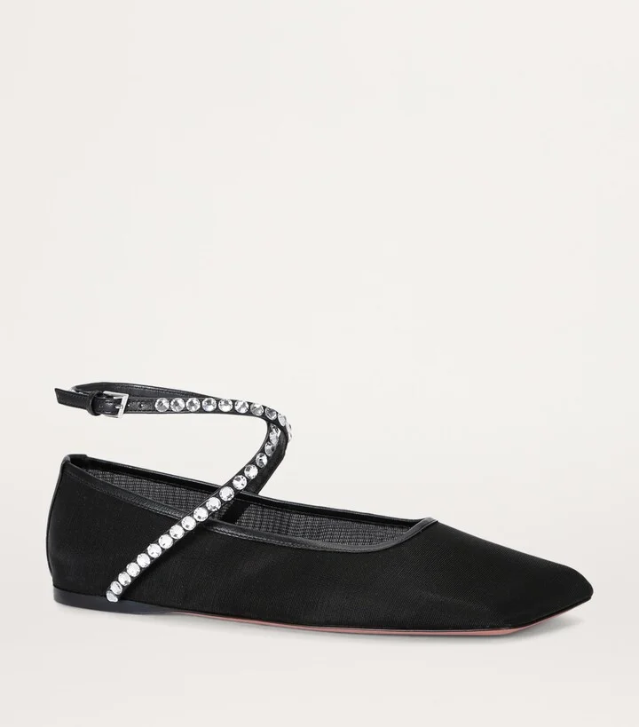 Amina Muaddi Embellished Ane Ballet Flats - Image 3