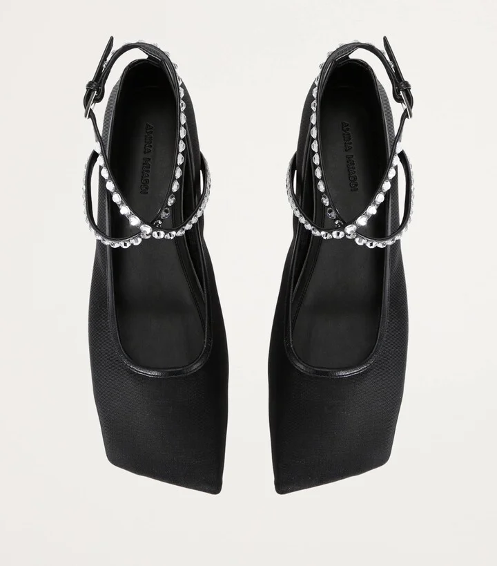 Amina Muaddi Embellished Ane Ballet Flats - Image 4