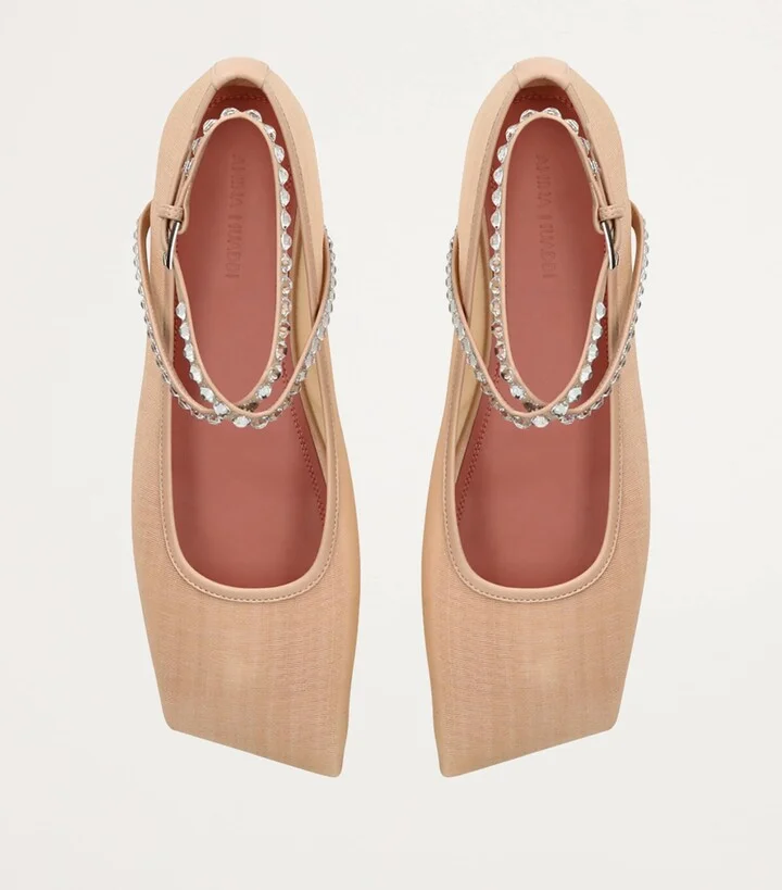 Amina Muaddi Embellished Ane Ballet Flats - Image 4
