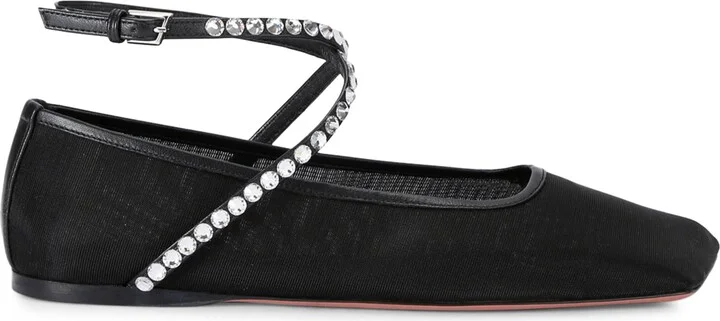 Amina Muaddi Embellished Ane Ballet Flats