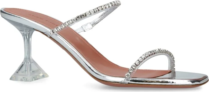 Amina Muaddi Embellished Gilda Glass Mules 70 - Image 3