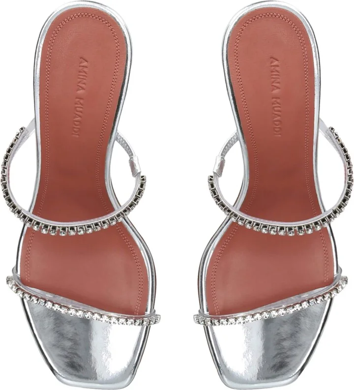 Amina Muaddi Embellished Gilda Glass Mules 70 - Image 4
