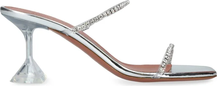 Amina Muaddi Embellished Gilda Glass Mules 70