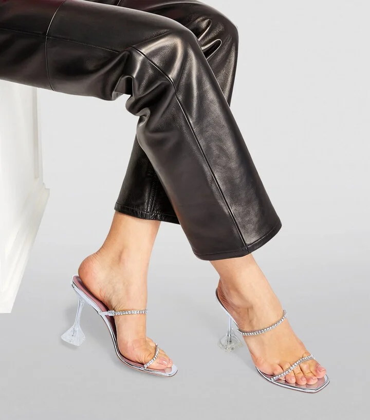 Amina Muaddi Embellished Gilda Glass Sandals 95 - Image 2