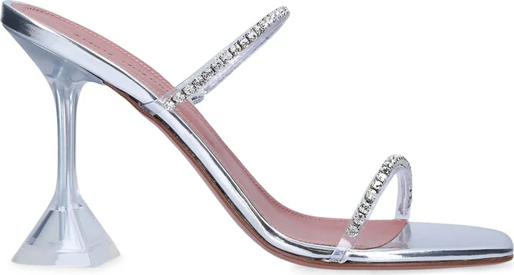 Amina Muaddi Embellished Gilda Glass Sandals 95 - Image 3