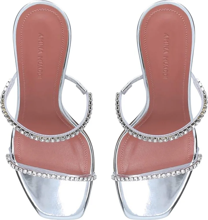 Amina Muaddi Embellished Gilda Glass Sandals 95 - Image 5
