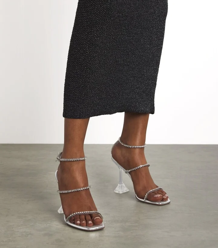 Amina Muaddi Embellished Gilda Glass Sandals 95 - Image 2