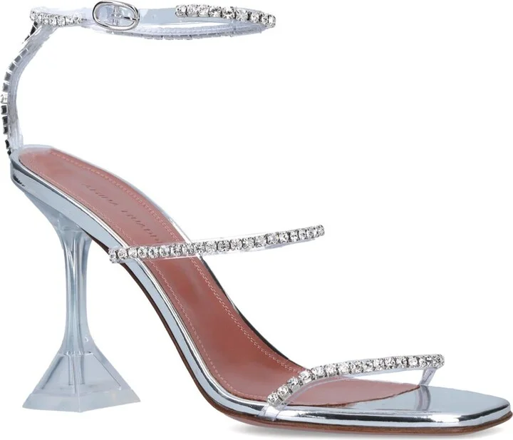 Amina Muaddi Embellished Gilda Glass Sandals 95 - Image 3