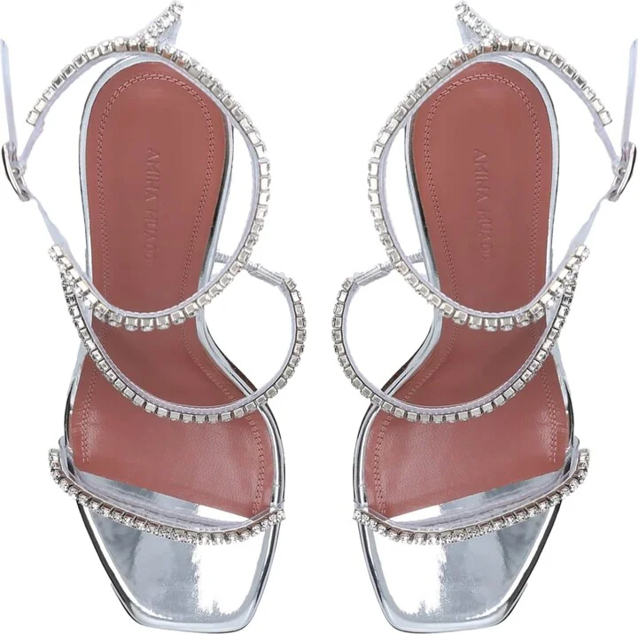 Amina Muaddi Embellished Gilda Glass Sandals 95 - Image 5
