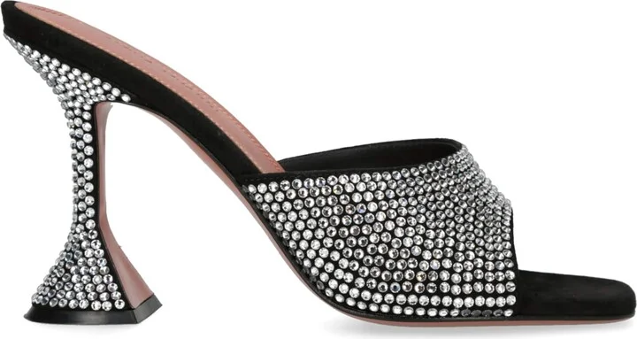 Amina Muaddi Embellished Leather Lupita Heeled Mules 95